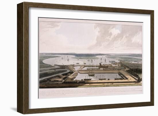 East India Docks, Poplar, London, 1808-William Daniell-Framed Giclee Print