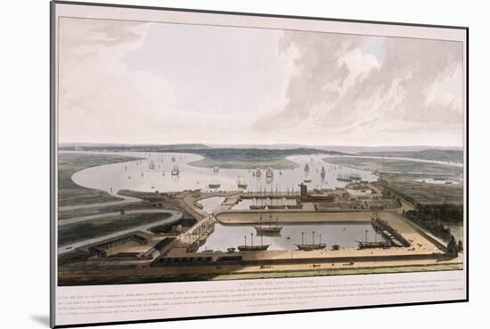 East India Docks, Poplar, London, 1808-William Daniell-Mounted Giclee Print