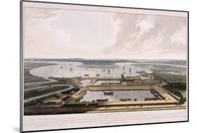 East India Docks, Poplar, London, 1808-William Daniell-Mounted Giclee Print