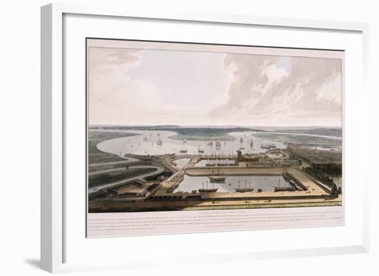 East India Docks, Poplar, London, 1808-William Daniell-Framed Giclee Print