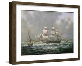 East Indiaman H.C.S. "Thomas Coutts" Off the Needles, Isle of Wight-Richard Willis-Framed Giclee Print