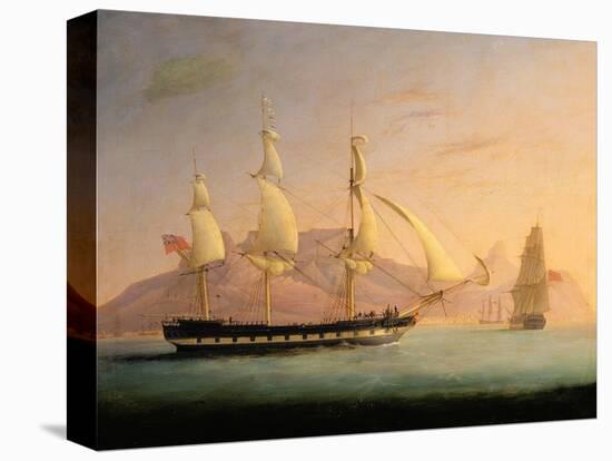 East Indiaman Outward Bound Off Cape Town and Table Mountain (Seen in Two Positions)-Thomas Whitcombe-Stretched Canvas