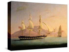 East Indiaman Outward Bound Off Cape Town and Table Mountain (Seen in Two Positions)-Thomas Whitcombe-Stretched Canvas