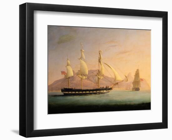 East Indiaman Outward Bound Off Cape Town and Table Mountain (Seen in Two Positions)-Thomas Whitcombe-Framed Giclee Print