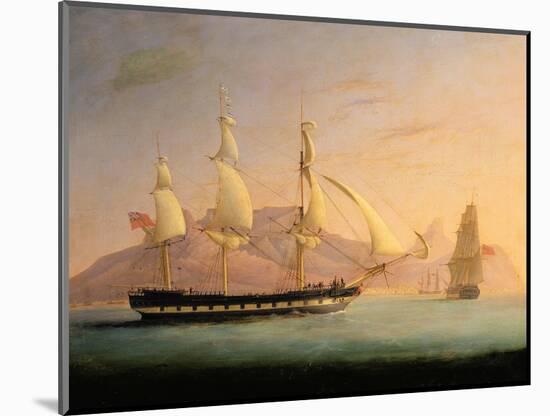 East Indiaman Outward Bound Off Cape Town and Table Mountain (Seen in Two Positions)-Thomas Whitcombe-Mounted Giclee Print