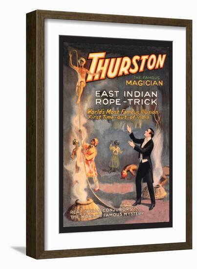 East Indian Rope Trick: Thurston the Famous Magician-null-Framed Art Print