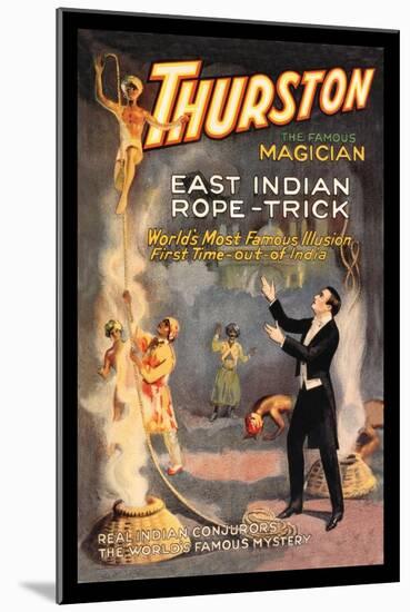 East Indian Rope Trick: Thurston the Famous Magician-null-Mounted Art Print