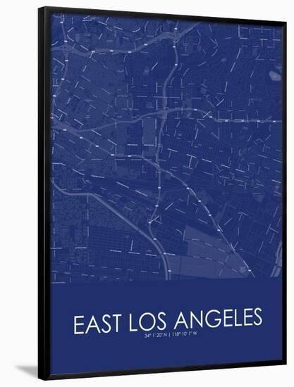 East Los Angeles, United States of America Blue Map-null-Framed Poster