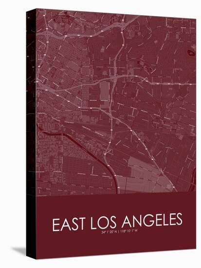 East Los Angeles, United States of America Red Map-null-Stretched Canvas