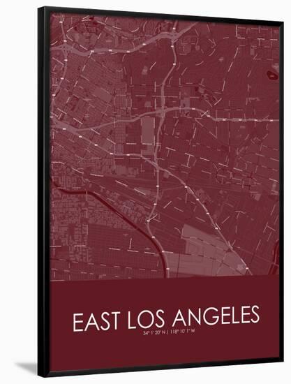 East Los Angeles, United States of America Red Map-null-Framed Poster