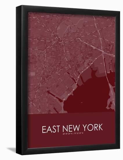 East New York, United States of America Red Map-null-Framed Poster