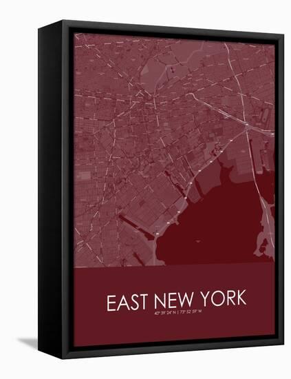 East New York, United States of America Red Map-null-Framed Stretched Canvas