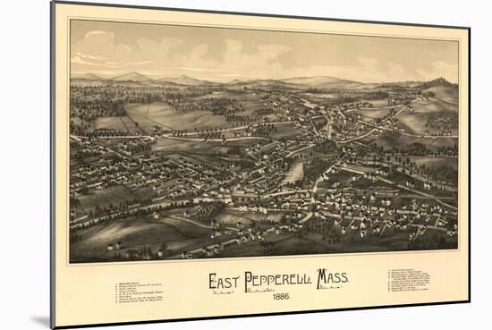 East Pepperell, Massachusetts - Panoramic Map-Lantern Press-Mounted Art Print