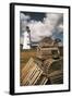 East Point Lighthouse and Lobster Traps, Prince Edward Island, Canada-Walter Bibikow-Framed Photographic Print