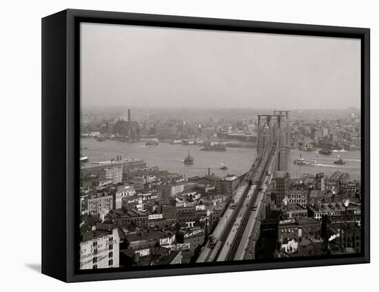 East River and Brooklyn Bridge, New York, N.Y.-null-Framed Stretched Canvas