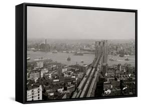 East River and Brooklyn Bridge, New York, N.Y.-null-Framed Stretched Canvas