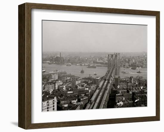 East River and Brooklyn Bridge, New York, N.Y.-null-Framed Photo