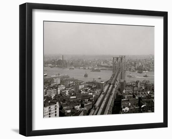 East River and Brooklyn Bridge, New York, N.Y.-null-Framed Photo