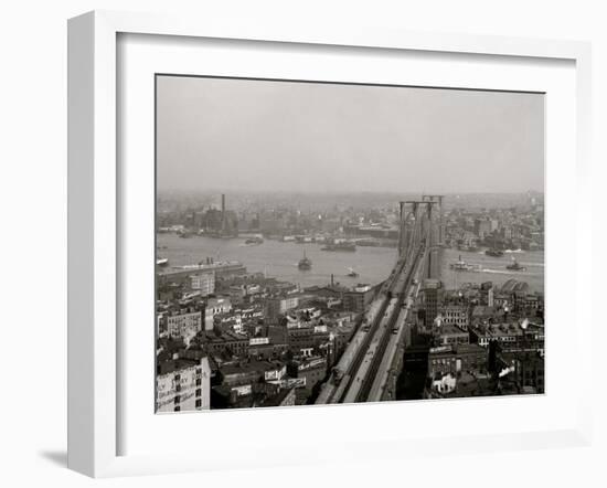 East River and Brooklyn Bridge, New York, N.Y.-null-Framed Photo