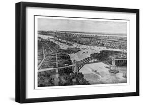 East River and Hell Gate Bridge-Moses King-Framed Art Print