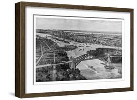 East River and Hell Gate Bridge-Moses King-Framed Art Print