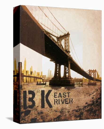 East River & Manhattan Bridge-Mauro Baiocco-Stretched Canvas