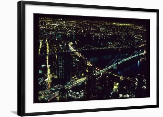 East River NYC Bridges from WTC-Robert Goldwitz-Framed Photographic Print