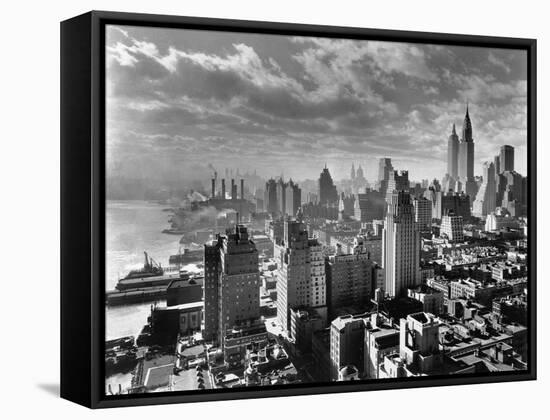 East River Waterfront and Manhattan, 1931-null-Framed Stretched Canvas
