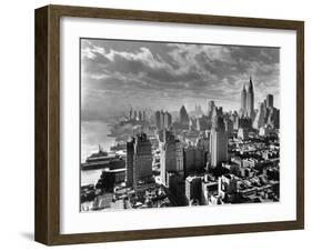 East River Waterfront and Manhattan, 1931-null-Framed Premium Photographic Print