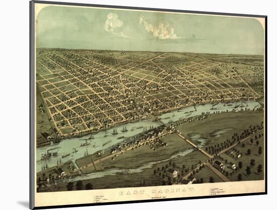 East Saginaw, Michigan - Panoramic Map-Lantern Press-Mounted Art Print