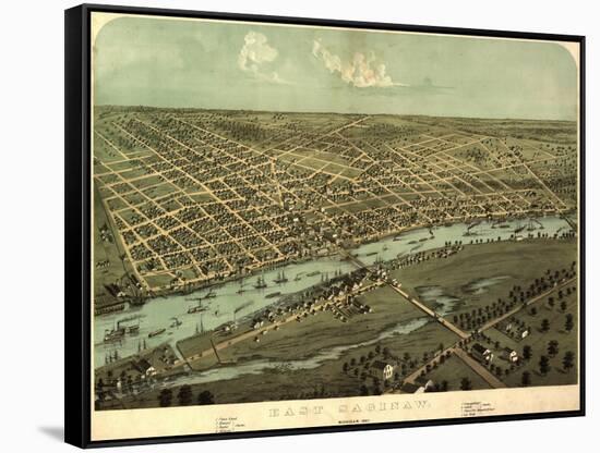 East Saginaw, Michigan - Panoramic Map-Lantern Press-Framed Stretched Canvas