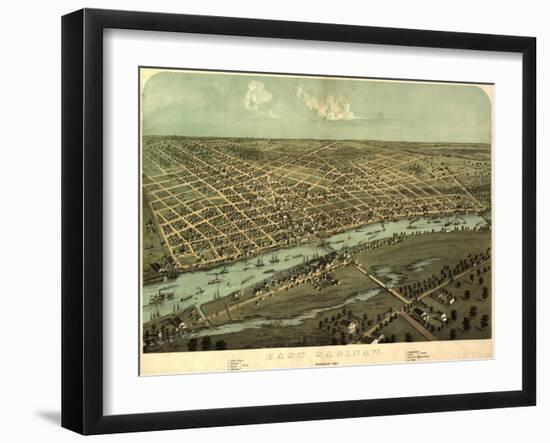 East Saginaw, Michigan - Panoramic Map-Lantern Press-Framed Art Print