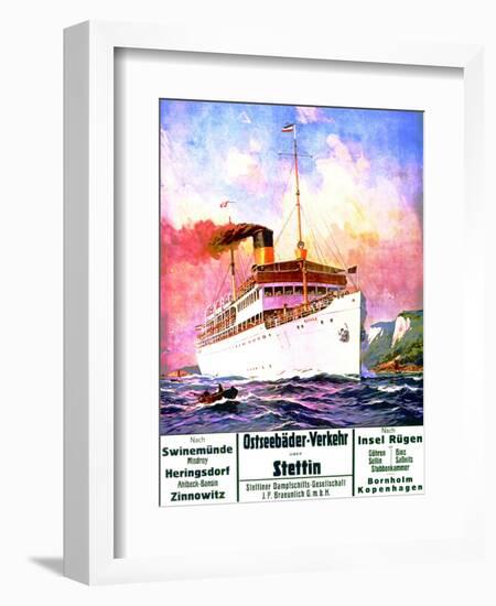 'East Sea Baths Transportation: Szczecin', Poster Advertising the Szczecin Steamship Company, 1908-Stoewer Willy-Framed Giclee Print