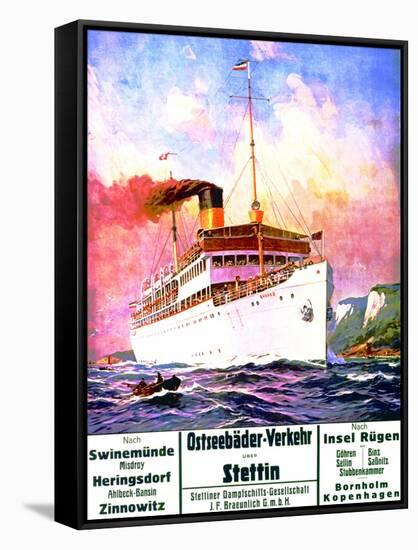 'East Sea Baths Transportation: Szczecin', Poster Advertising the Szczecin Steamship Company, 1908-Stoewer Willy-Framed Stretched Canvas