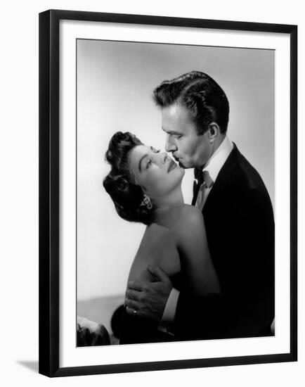 EAST SIDE, WEST SIDE, 1949 directed by MERVYN LeROY Ava Gardner and James Mason (b/w photo)-null-Framed Photo