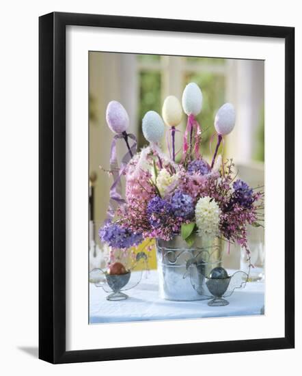 Easter Arrangement of Hyacinths Decorated with Eggs-Friedrich Strauss-Framed Photographic Print