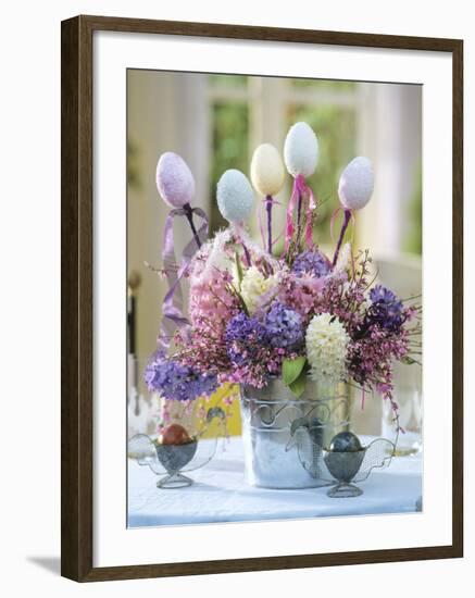 Easter Arrangement of Hyacinths Decorated with Eggs-Friedrich Strauss-Framed Photographic Print