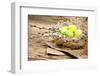 Easter Basket with Easter Eggs on Wooden Background.-ZoomTeam-Framed Photographic Print