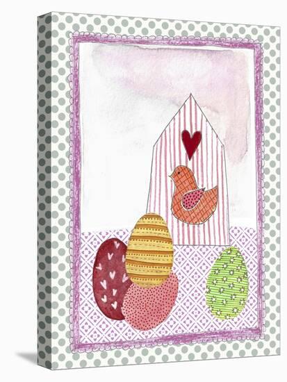 Easter Birdhouse and Eggs-Effie Zafiropoulou-Stretched Canvas