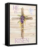 Easter Blessing Saying III with Cross v2-Kathleen Parr McKenna-Framed Stretched Canvas