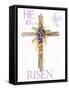 Easter Blessing Saying III with Cross-Kathleen Parr McKenna-Framed Stretched Canvas