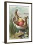 Easter - Bunnies in a Boat with Colored Eggs-Lantern Press-Framed Art Print