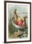 Easter - Bunnies in a Boat with Colored Eggs-Lantern Press-Framed Art Print