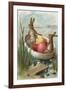 Easter - Bunnies in a Boat with Colored Eggs-Lantern Press-Framed Art Print