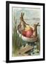 Easter - Bunnies in a Boat with Colored Eggs-Lantern Press-Framed Art Print