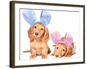 Easter Bunny Dachshunds Puppies-Hannamariah-Framed Photographic Print