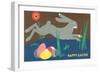 Easter Bunny Loping over Eggs-null-Framed Art Print