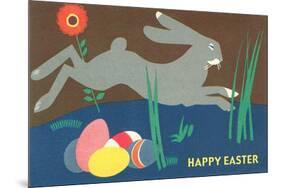 Easter Bunny Loping over Eggs-null-Mounted Premium Giclee Print