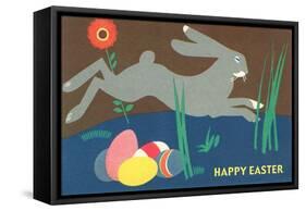 Easter Bunny Loping over Eggs-null-Framed Stretched Canvas