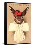 Easter Bunny with Hat and Big Bow-null-Framed Stretched Canvas